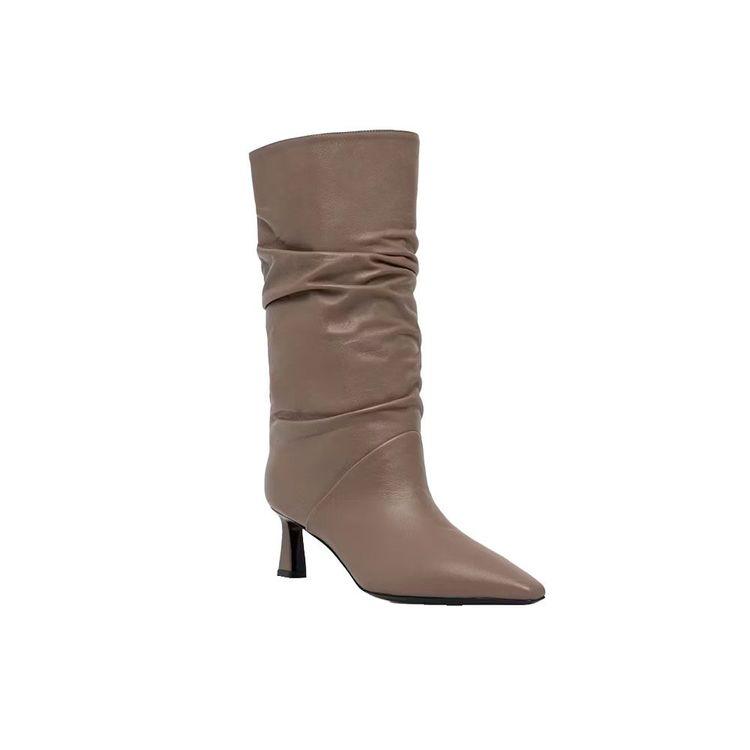 POLLINI tamno bež ženske namrskane čizme