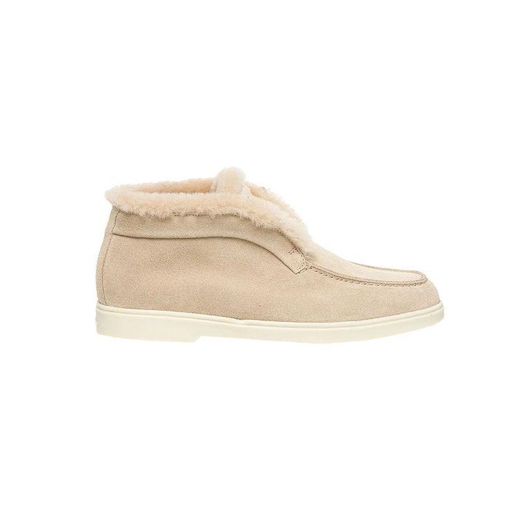 SANTONI bež ženske cipele od antilopa sa krznom