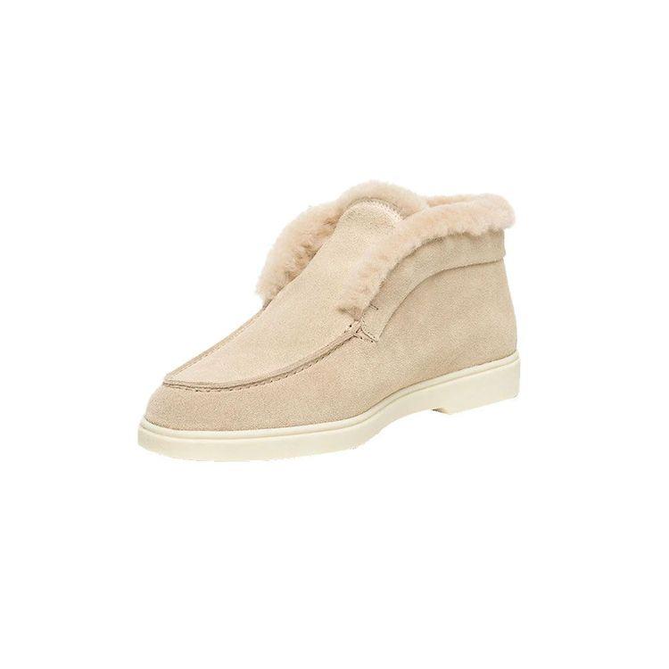 SANTONI bež ženske cipele od antilopa sa krznom