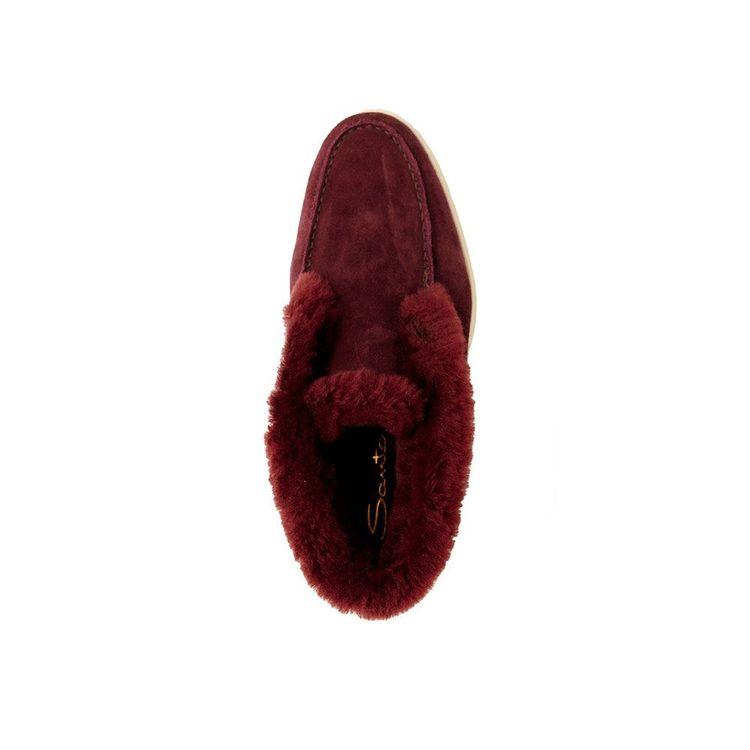 SANTONI bordo ženske cipele od antilopa sa krznom