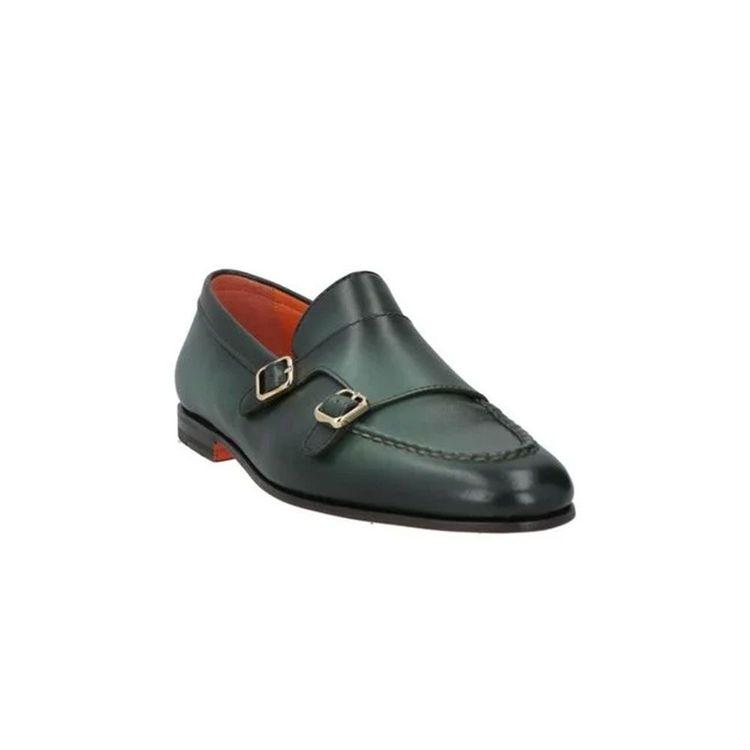 SANTONI Double Buckle tamno zelene cipele