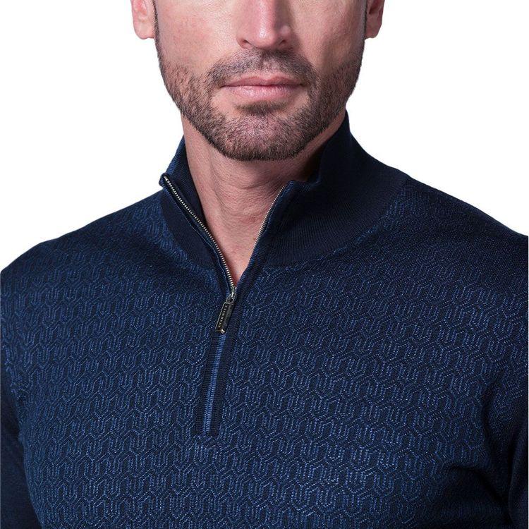 PASHMERE teget muški džemper od vune i svile