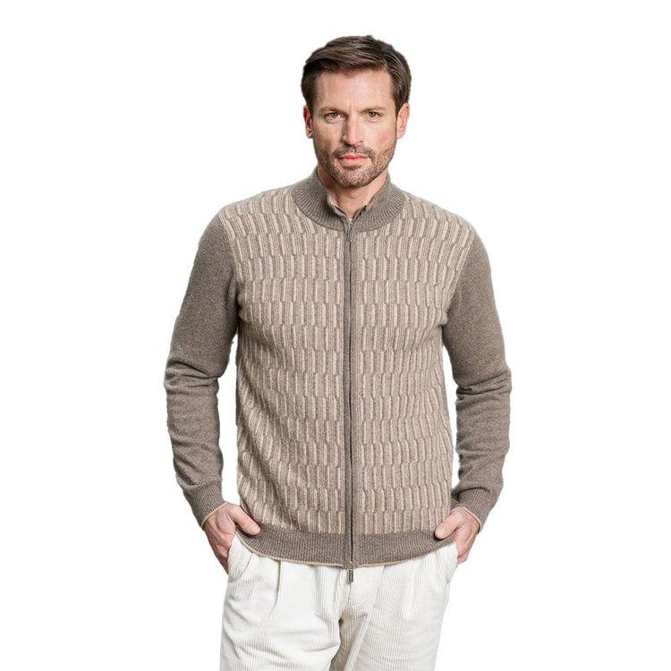 PASHMERE braon-bež muški džemper od kašmira