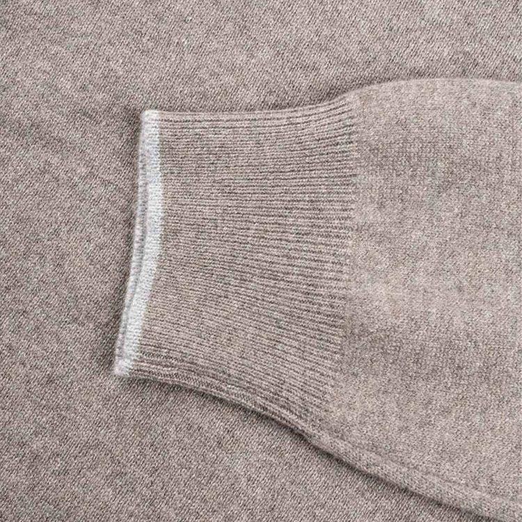 GRAN SASSO svijetlo braon muški džemper od vune i kašmira sa polu-rajsferšlusom