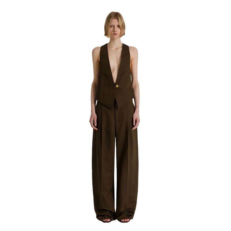 ALBERTA FERRETTI braon palazzo pantalone širokog kroja