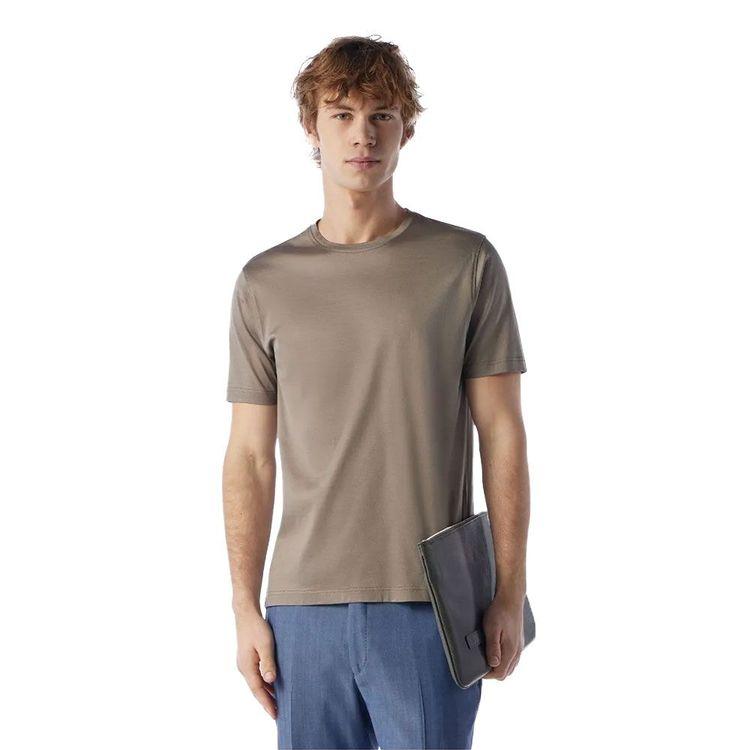 CORNELIANI tamno bež muška majica sa izvezenim logom na rukavu