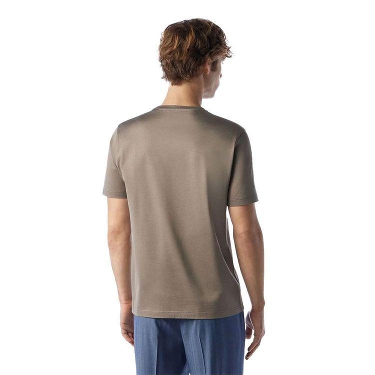 CORNELIANI tamno bež muška majica sa izvezenim logom na rukavu