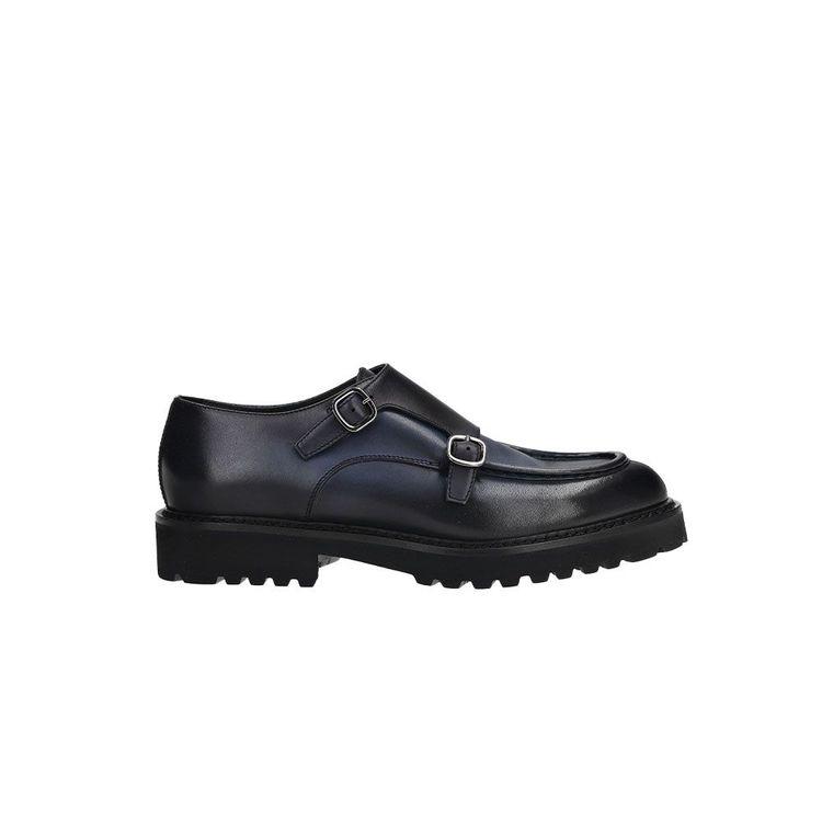 DOUCAL'S plave nijnsirane double-buckle cipele