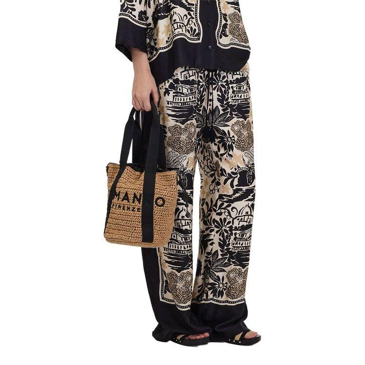 ERMANNO SCERVINO bež ženska manja tašna sa crnim natpisom