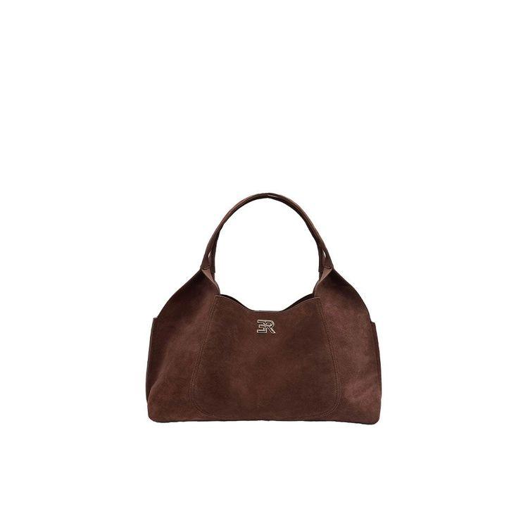 ERMANNO SCERVINO Candy Hobo velika tamno braon tašna od antilopa