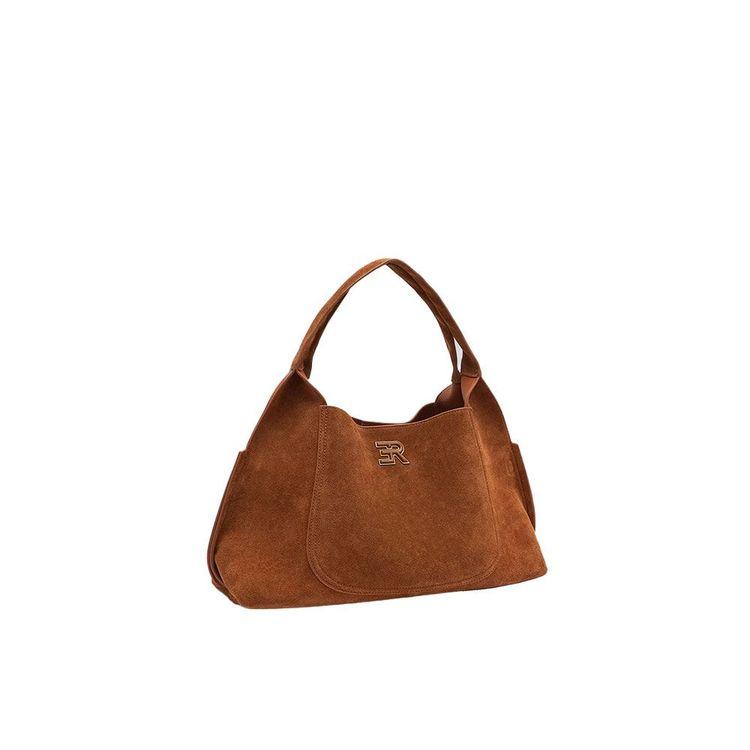 ERMANNO SCERVINO Candy Hobo velika braon tašna od antilopa