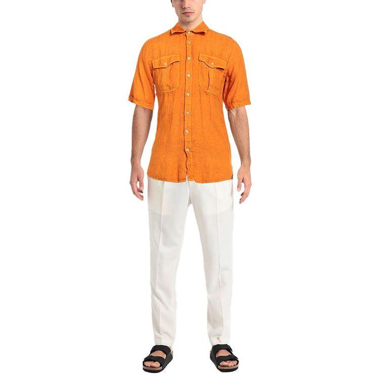 GRAN SASSO boja cigle muška lanena košulja 