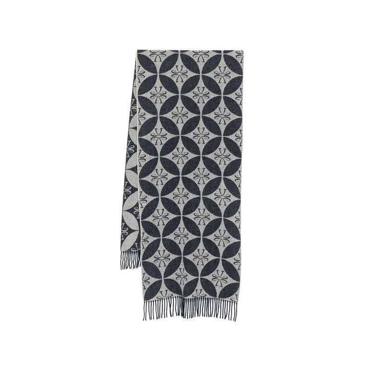 JACOB COHEN teget muški šal od vune sa džakard logoom