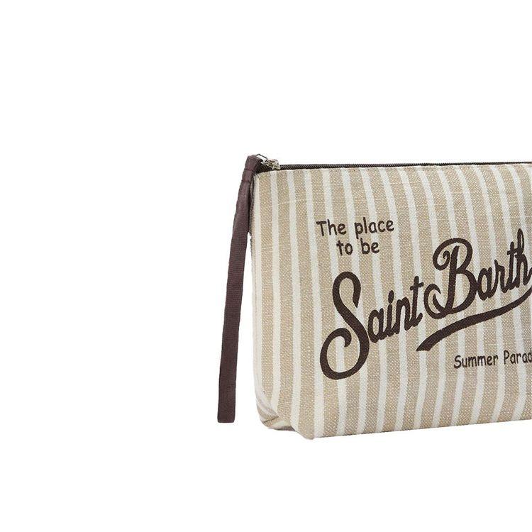 MC2 SAINT BARTH Aline bež-bijeli prugasti laneni neseser