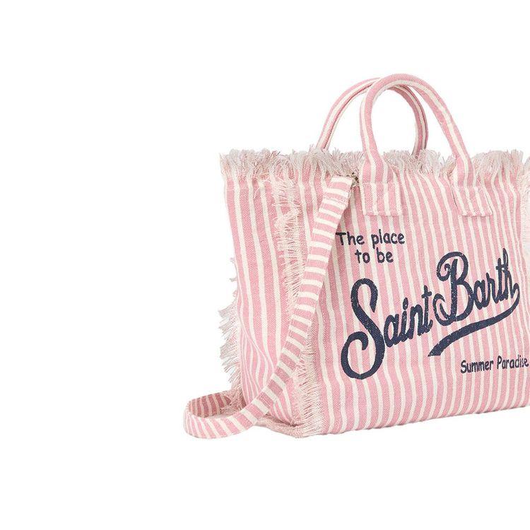 MC2 SAINT BARTH Colette roza prugasta lanena torba
