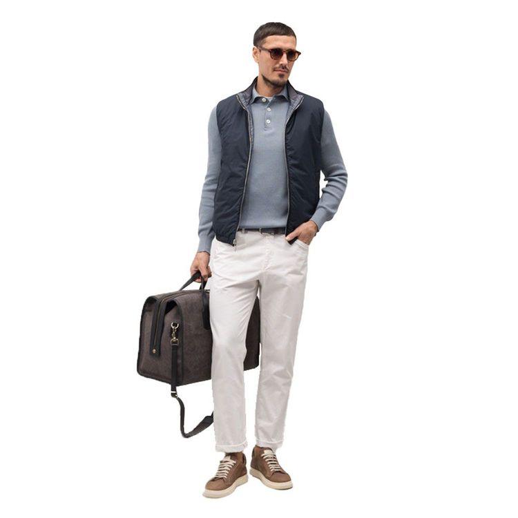 MOORER FIORESI-WK denim-teget muški prsluk sa dva lica