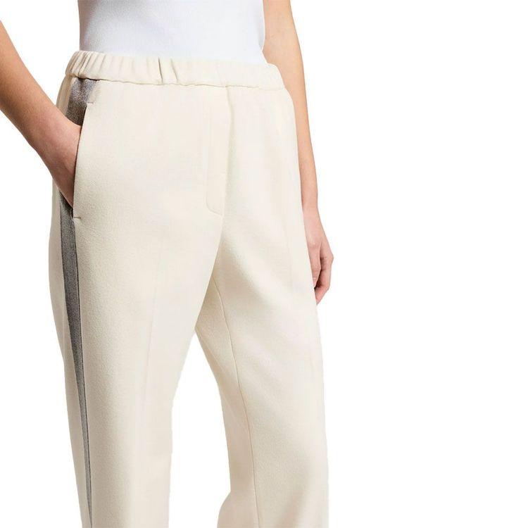 PESERICO bež ženske pantalone sa sivo-srebrnim detaljima