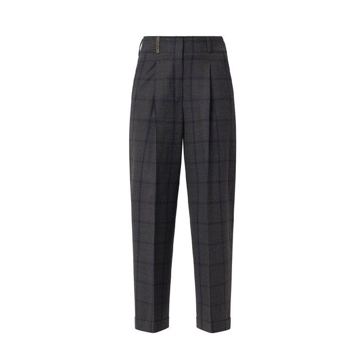 PESERICO tamno sive ženske karo pantalone