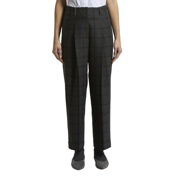 PESERICO tamno sive ženske karo pantalone