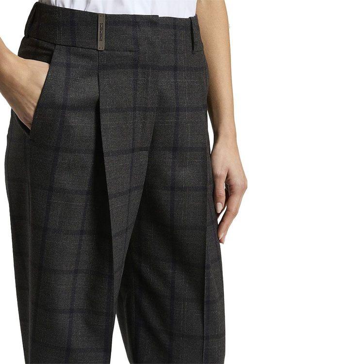 PESERICO tamno sive ženske karo pantalone