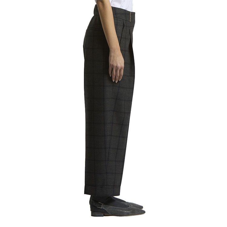 PESERICO tamno sive ženske karo pantalone