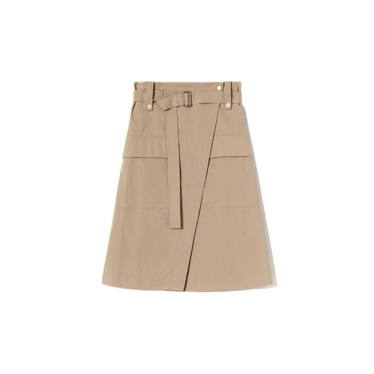 PLAN C bež suknja sa dva džepa i kaišem