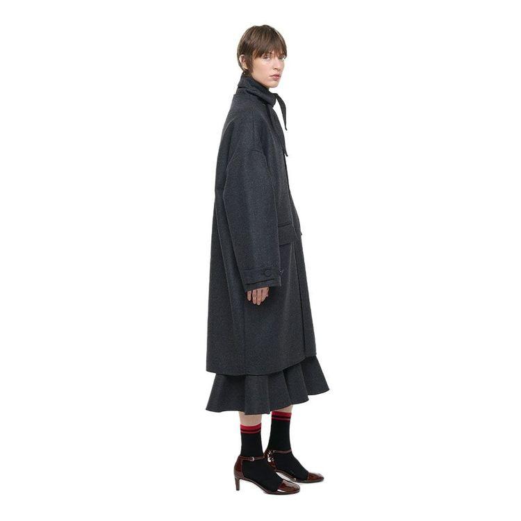 PLAN C sivi oversized kaput sa visokom kragnom