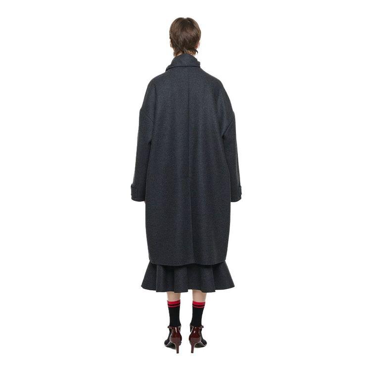 PLAN C sivi oversized kaput sa visokom kragnom