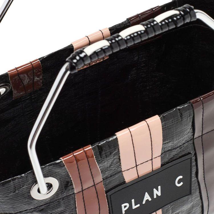 PLAN C Mini tamno braon prugasta shopping tašna