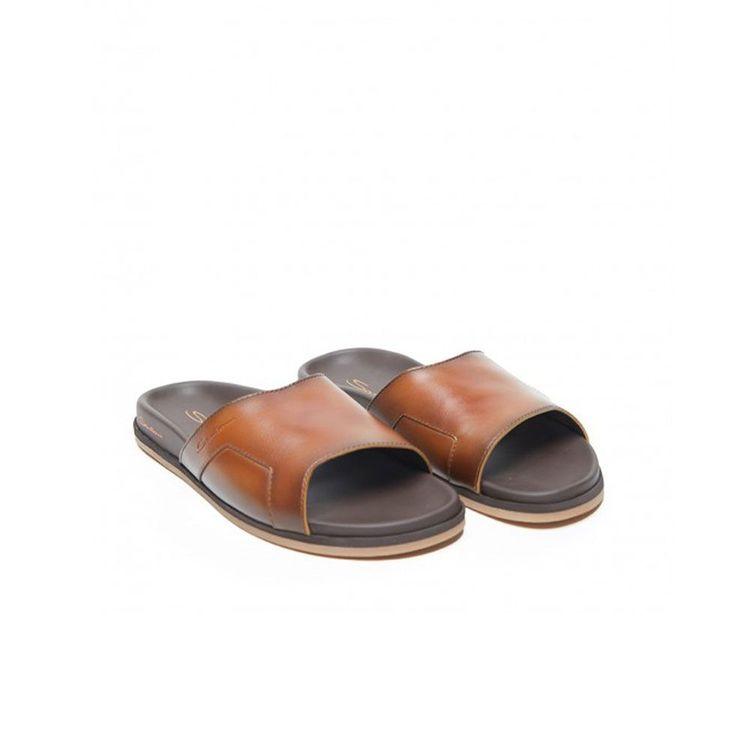 SANTONI braon muške papuče od kože