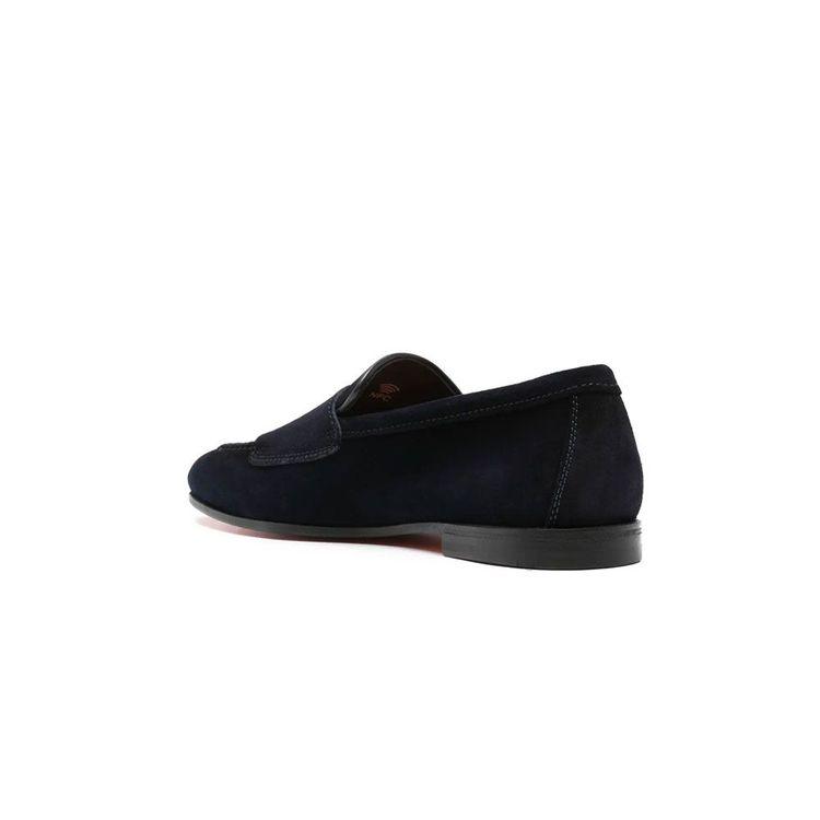 SANTONI teget muške cipele od antilopa sa dvostrukom kopčom