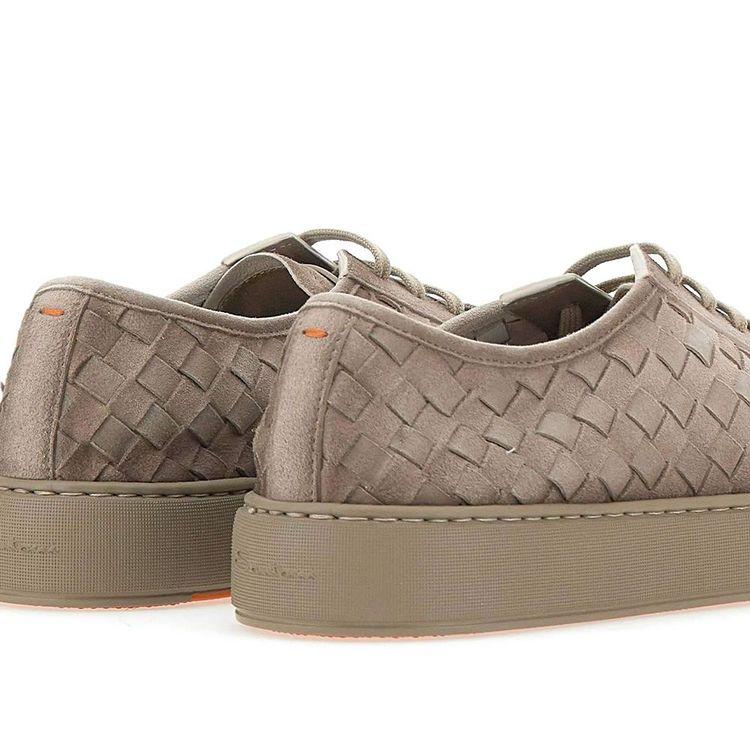 SANTONI tamno bež muške patike od pletene prevrnute kože