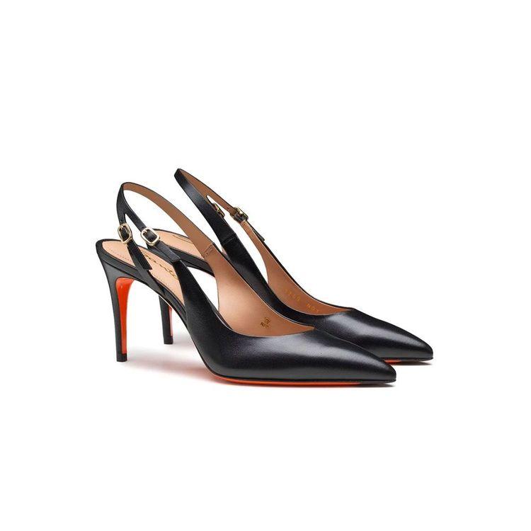 SANTONI crne ženske cipele sa otvorenom petom i štiklom