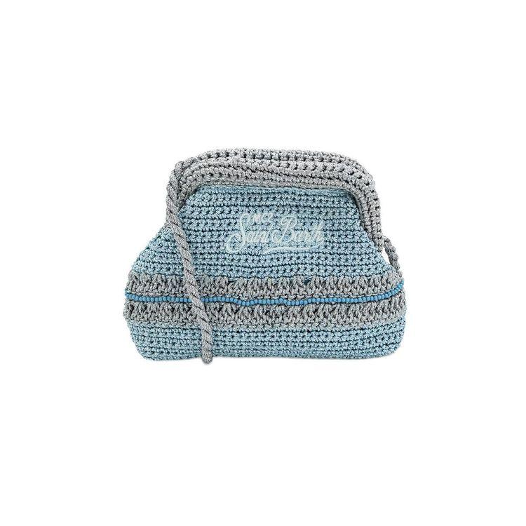 MC2 SAINT BARTH Crochet Pouch srebrno-plava heklana ženska torbica
