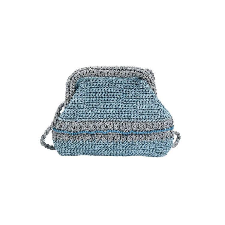 MC2 SAINT BARTH Crochet Pouch srebrno-plava heklana ženska torbica