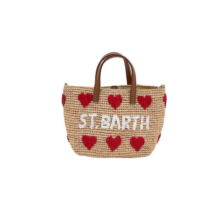 MC2 SAINT BARTH Raffia City Mini bež ženska torba sa srcima