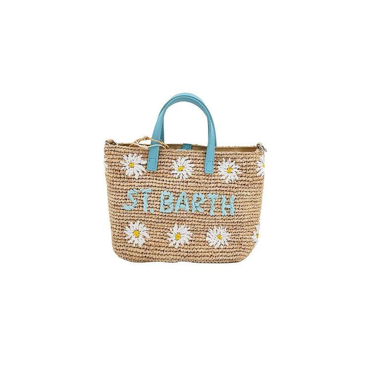 MC2 SAINT BARTH Raffia City Mini bež ženska torba sa cvijetovima