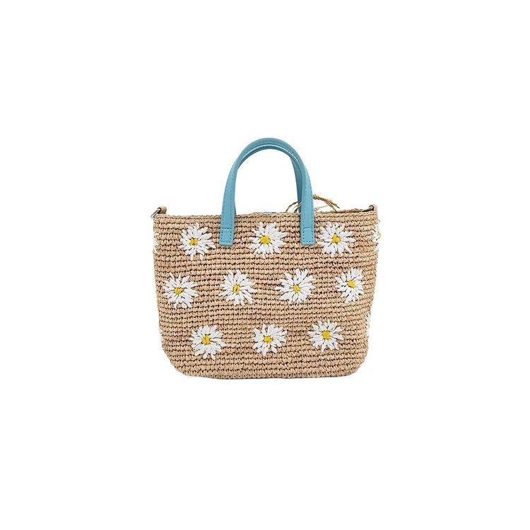 MC2 SAINT BARTH Raffia City Mini bež ženska torba sa cvijetovima