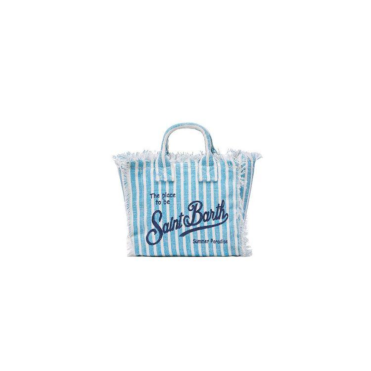 MC2 SAINT BARTH Mini Vanity denim-bijela lanena ženska torba