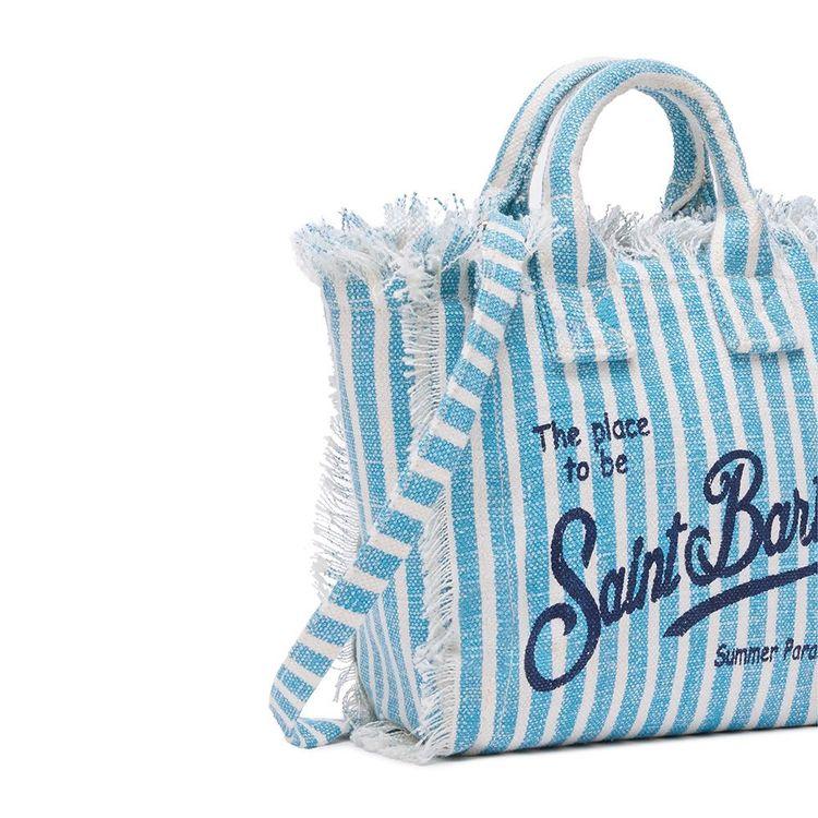 MC2 SAINT BARTH Mini Vanity denim-bijela lanena ženska torba