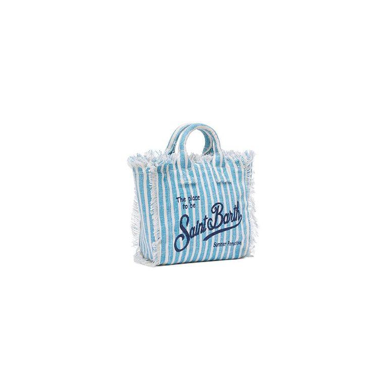 MC2 SAINT BARTH Mini Vanity denim-bijela lanena ženska torba