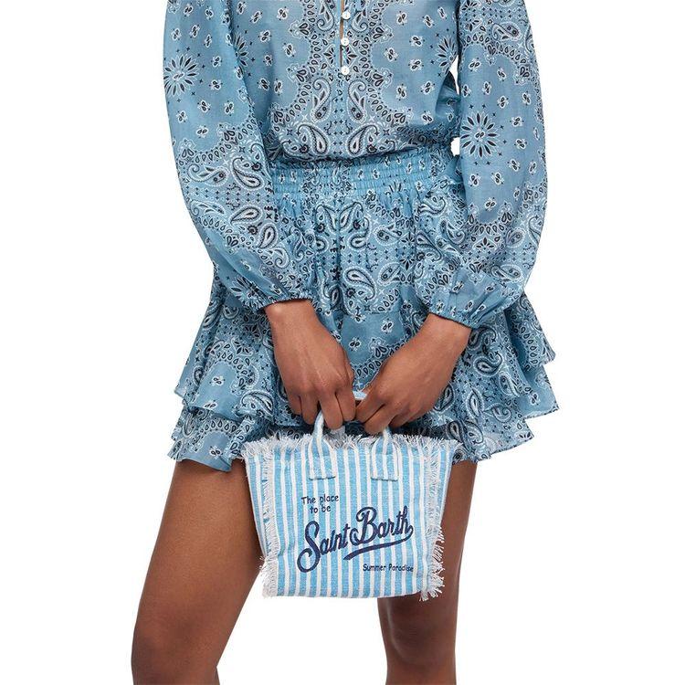 MC2 SAINT BARTH Mini Vanity denim-bijela lanena ženska torba