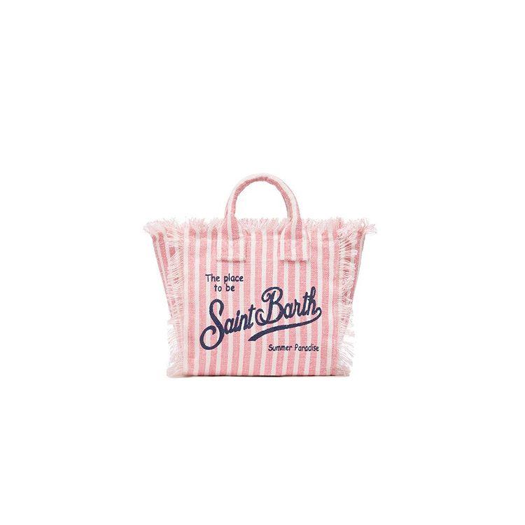 MC2 SAINT BARTH Mini Vanity roza-bijela lanena ženska torba