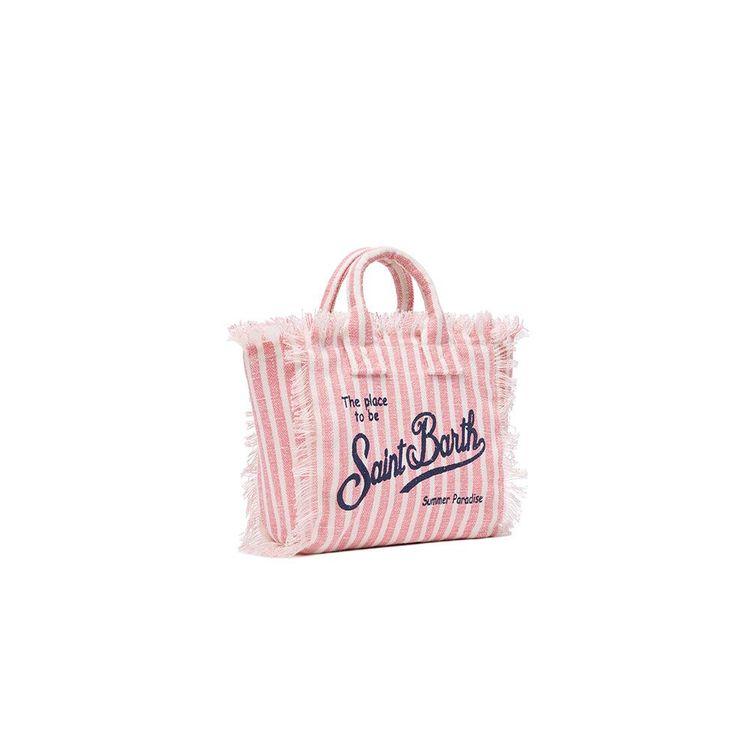 MC2 SAINT BARTH Mini Vanity roza-bijela lanena ženska torba