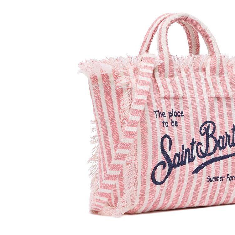 MC2 SAINT BARTH Mini Vanity roza-bijela lanena ženska torba