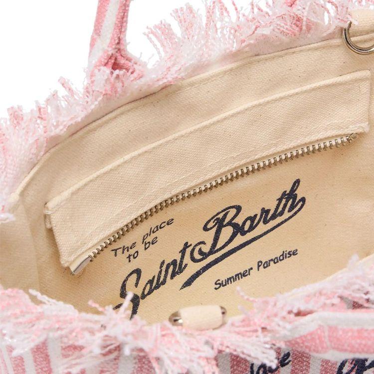 MC2 SAINT BARTH Mini Vanity roza-bijela lanena ženska torba