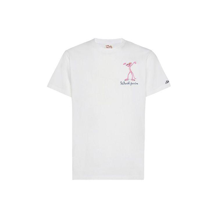 MC2 SAINT BARTH bijela muška majica sa Pink panterom i ispisom "St. Barth J'Arrive"