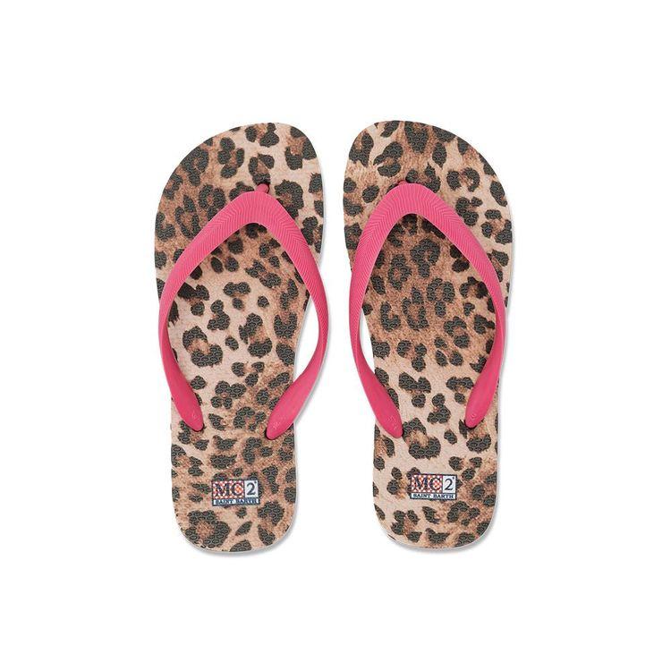 MC2 SAINT BARTH bijele ženske japanke sa leopard printom