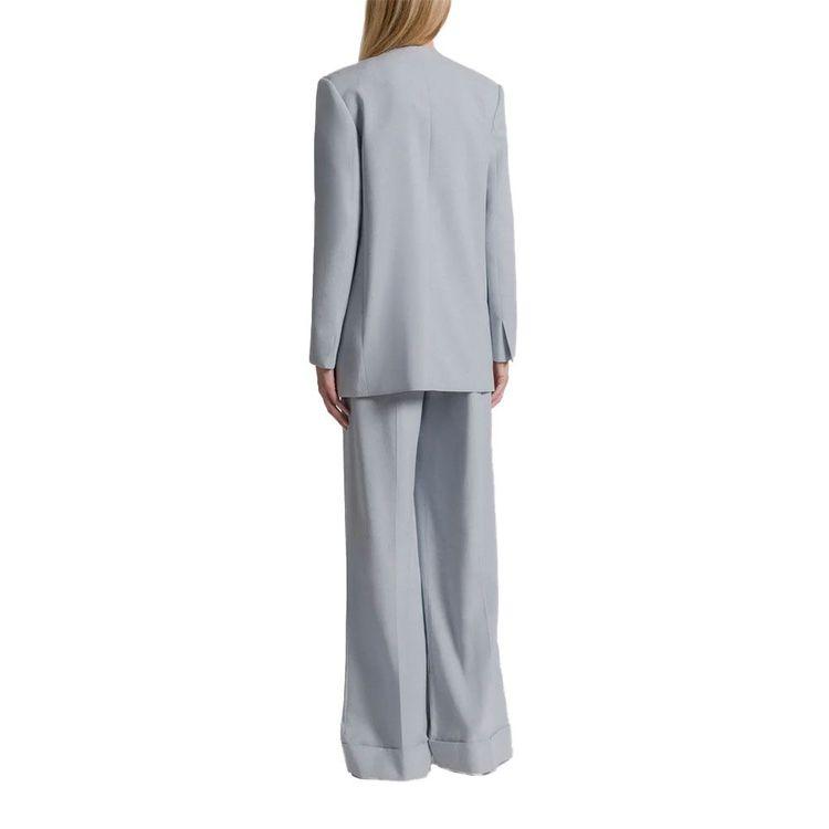 ALBERTA FERRETTI plavi ženski dvoredni tvid sako