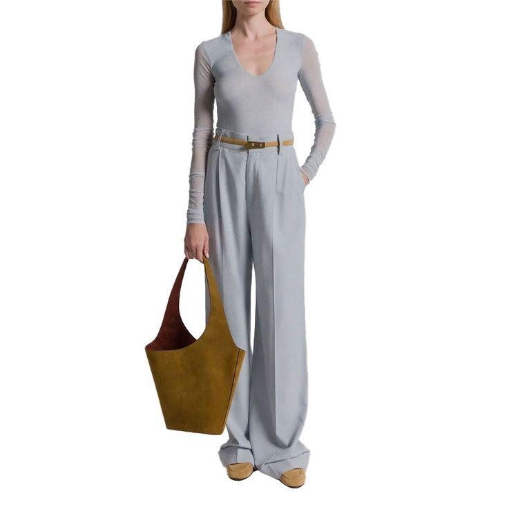 ALBERTA FERRETTI plave ženske tvid pantalone